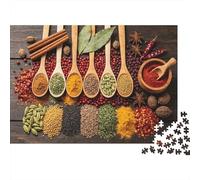 Spices in Spoons Jigsaw Puzzle 1000 Pieces Recyclable Material Culinary Art Puzzles for Adults Fun Present & Activity for Home Great Gift Idea for Men 52x38cm/1000pcs