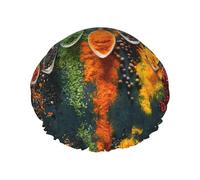 Spices print Stylish Shower Cap Reusable Shower Cap Women Large Shower Cap for Braids Long Hair