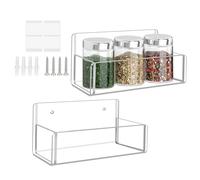 Spices Rack Wall Mount, Clear Acrylic Seasoning Shelves, 6x2.9x2.8 inches, 2 Piece Organizer Storage Solution, Condiment Station, Pantry Kitchen Storage for Cabinet Door, Cooking Space, Food Prep