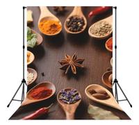Spices Seasoning Spoon Backdrop for Photography,5x7ft Backdrop Picture Back Drop Banner Personalized Photo Backdrops Curtain for Fireplace Home Decoration Newborn Birthday Wedding Party