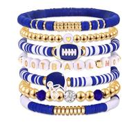 SPICLOCK football mom bracelet Game Day Bracelets for Women Heishi disc Stretch Bracelets Stackable Sports Football Charm Bracelet football charms Outfits Jewelry Gifts, S, polymer, no gemstone