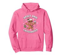 Spicy and Caffeinated Cozy pink Gingerbread Xmas Girl Coffee Pullover Hoodie
