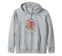 Spicy and Caffeinated Cozy pink Gingerbread Xmas Girl Coffee Zip Hoodie