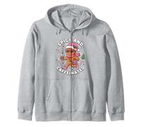 Spicy and Caffeinated Cozy pink Gingerbread Xmas Girl Coffee Zip Hoodie