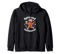 Spicy and Caffeinated Cozy pink Gingerbread Xmas Girl Coffee Zip Hoodie