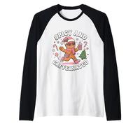 Spicy and Caffeinated Leopard Cozy Gingerbread Xmas Coffee Raglan Baseball Tee