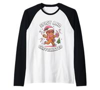 Spicy and Caffeinated Leopard Cozy Gingerbread Xmas Coffee Raglan Baseball Tee