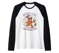 Spicy and Caffeinated Leopard Cozy Gingerbread Xmas Coffee Raglan Baseball Tee