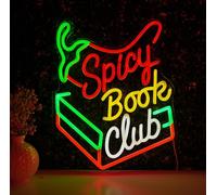 Spicy Book Club Neon Sign Led Light, Neon Wall Sign For Bedroom, Reading Room, Study Space, Library, Bookstore Decoration Birthday Christmas Gift For Book Lovers