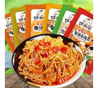 Spicy crunchy Enoki Mushroom,Ready-to-eat pickled vegetables,Latiao Spicy Strips,Chili Sauce Pickles,Hot and Crispy Mushroom,Vegan,Chinese Snack Food,casual snacks gift pack (Mixed Flavors,500g)
