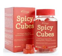 Spicy Cubes,Vegan Spicy Hot Peach Gummies for Men & Women- Formulated with Chilli, Ashwagandha, Maca Root & Tribulus Terrestris - Supports Calm & Hormonal Balance - 60 Pieces