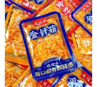 Spicy Enoki Mushrooms, Instant Crispy Flammulina Velutipes, Ready-to-Eat Pickled Vegetables, Classic Chinese Latiao Spicy Strip Snacks, Casual Snack Gift Pack, Healthy Vegan (Barbecue,10pack)
