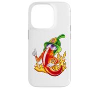 Spicy Firefighter Chili Cartoon Funny Fire Hero Drawing Case for iPhone 14 Pro