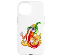 Spicy Firefighter Chili Cartoon Funny Fire Hero Drawing Case for iPhone 15