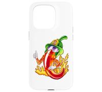 Spicy Firefighter Chili Cartoon Funny Fire Hero Drawing Case for iPhone 15 Pro