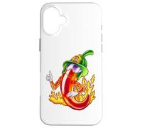 Spicy Firefighter Chili Cartoon Funny Fire Hero Drawing Case for iPhone 16 Plus