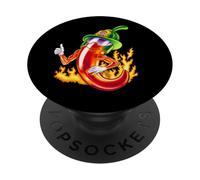 Spicy Firefighter Chili Cartoon Funny Fire Hero Drawing PopSockets Adhesive PopGrip