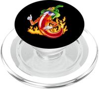 Spicy Firefighter Chili Cartoon Funny Fire Hero Drawing PopSockets PopGrip for MagSafe