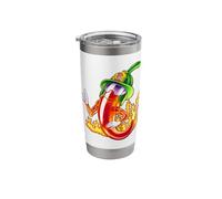 Spicy Firefighter Chili Cartoon Funny Fire Hero Drawing Stainless Steel Insulated Tumbler