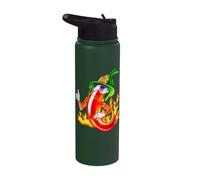 Spicy Firefighter Chili Cartoon Funny Fire Hero Drawing Stainless Steel Insulated Water Bottle