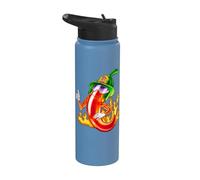 Spicy Firefighter Chili Cartoon Funny Fire Hero Drawing Stainless Steel Insulated Water Bottle