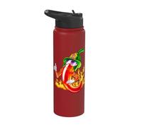 Spicy Firefighter Chili Cartoon Funny Fire Hero Drawing Stainless Steel Insulated Water Bottle