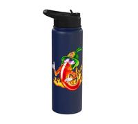 Spicy Firefighter Chili Cartoon Funny Fire Hero Drawing Stainless Steel Insulated Water Bottle