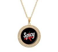Spicy Hot Peppers Shiny Pendant Necklaces for Women Circle Diamond Necklace Charms Wedding Anniversary Birthday
