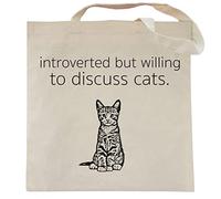 Spicy Kitten Designs Cat Tote Bag (Introverted But Willing to Talk About Cats)
