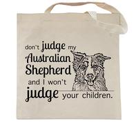 Spicy Kitten Designs Don't Judge My Dog Tote Bag, Australian Shepherd