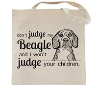 Spicy Kitten Designs Don't Judge My Dog Tote Bag, Beagle