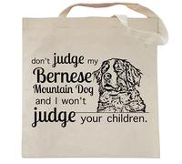 Spicy Kitten Designs Don't Judge My Dog Tote Bag, Bernese