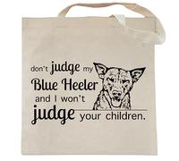 Spicy Kitten Designs Don't Judge My Dog Tote Bag, Blue Heeler