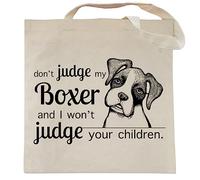 Spicy Kitten Designs Don't Judge My Dog Tote Bag, Boxer