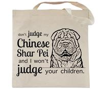 Spicy Kitten Designs Don't Judge My Dog Tote Bag, Chinese Shar Pei