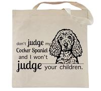 Spicy Kitten Designs Don't Judge My Dog Tote Bag, Cocker Spaniel