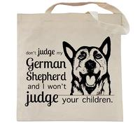 Spicy Kitten Designs Don't Judge My Dog Tote Bag, German Shepherd