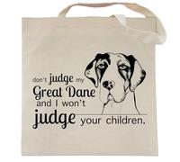 Spicy Kitten Designs Don't Judge My Dog Tote Bag, Great Dane