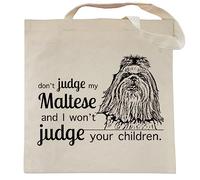 Spicy Kitten Designs Don't Judge My Dog Tote Bag, Maltese