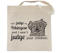 Spicy Kitten Designs Don't Judge My Dog Tote Bag, Pekingese