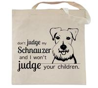 Spicy Kitten Designs Don't Judge My Dog Tote Bag, Schnauzer