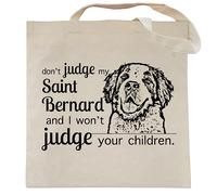 Spicy Kitten Designs Don't Judge My Dog Tote Bag, St Bernard