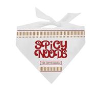 Spicy Noods Dog Bandana | 100% Cotton Adjustable Triangle | Made in USA | Funny Instant Ramen Noodles Costume | Halloween |White, One Size (1368)