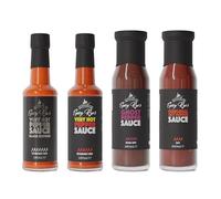 Spicy Rye's The Heat Seekers Gift Set - Pack of 4 x Smooth, Spicy Hot Sauces with World's Hottest Chillies - Games & Recipes Included - Extremely Hot