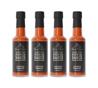 Spicy Rye's Very Hot Pepper Sauce Black Edition 4 Pack 150ml - Extremely Hot Chilli Sauce with Carolina Reaper, Ghost Pepper, Habanero & Scotch Bonnets