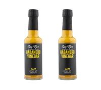 Spicy Rye's Yellow Habanero Vinegar Pack of 2 150ml - Fiery White Wine Vinegar Made with Very Hot Habanero Chillies and Avocado Oil for Drizzling and Dipping