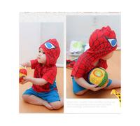 (Spider, 80cm) Spiderman Batman Superhero Baby Jumpsuit Short Sleeve Cape Toddler Bodysuit