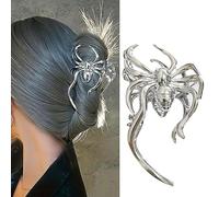 Spider Alloy Hair Claw Clips, 1Pcs Silver Hair Accessory for Punk & Y2K Styles - Decorative Metal Claw Clip