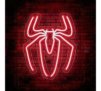 Spider Anime Room Decor Neon Sign - 3 Brightness Adjustments USB Powered Cute Spider Lamp for Boys Bedroom Wall Night Light, Happy Birthday Gift for Kids, Halloween Decoration (Red)
