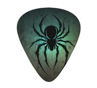 spider background printed guitar picks, 12-piece set with thin, medium, and thick styles, comes with a storage case